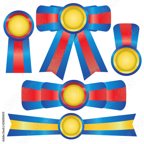 Blue award emblem with ribbon