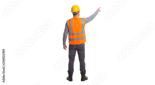 Construction worker in safety gear isolated on transparent background