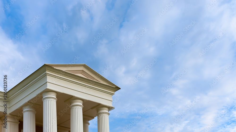 Fototapeta premium mansion. Classical mansion facade with elegant columns under a clear blue sky, showcasing architectural grandeur. real-estate listings.
