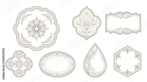 Ornate Decorative Frames and Emblems, Isolated Elements