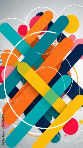 Colorful abstract geometric shapes animation background