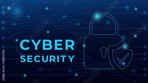 Futuristic cyber security animation with a glowing user shield, digital network particles, and secure access concept. ideal for National Cyber Security Awareness Month October.