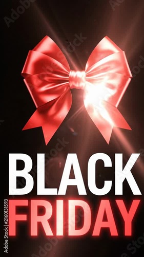 Black friday sale animation with red ribbon
