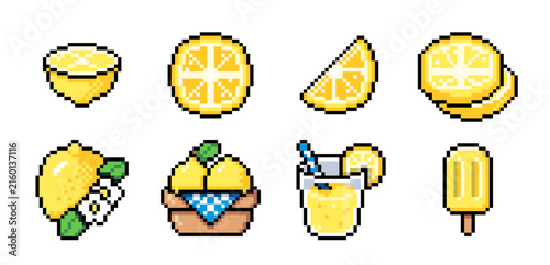 Lemon Fruit Variations Pixel Art Collection