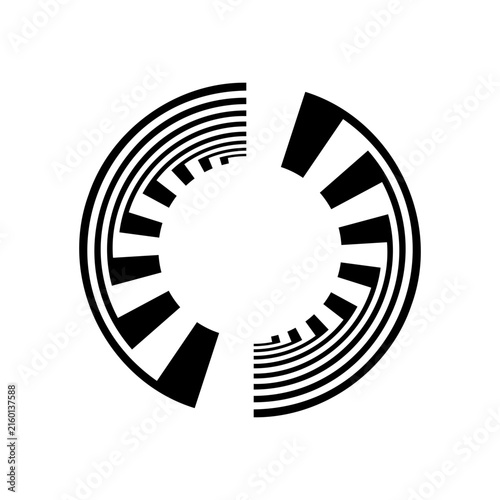 Round Design Element with Rotation Movement Effect. Abstract Circle Icon. 