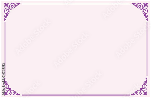 Elegant vintage purple ornamental corner border frame layout template with empty copy space for certificate diploma wedding invitation card design