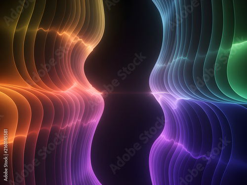 Abstract Glowing Waves of Light and Color Digital Art