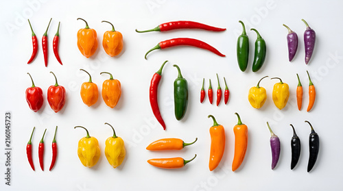 Obraz na płótnie Assorted Hot Peppers Isolated in Studio