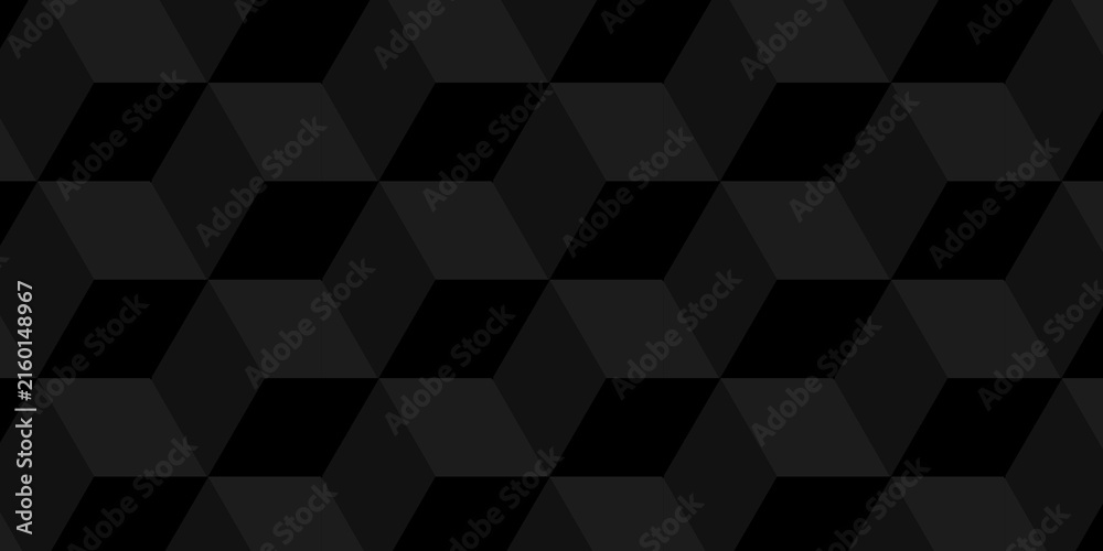 Fototapeta premium Minimal structure box black wall structure paper abstract cube. geometric triangle element mosaic tile wall decoration cube wall grid wallpaper.