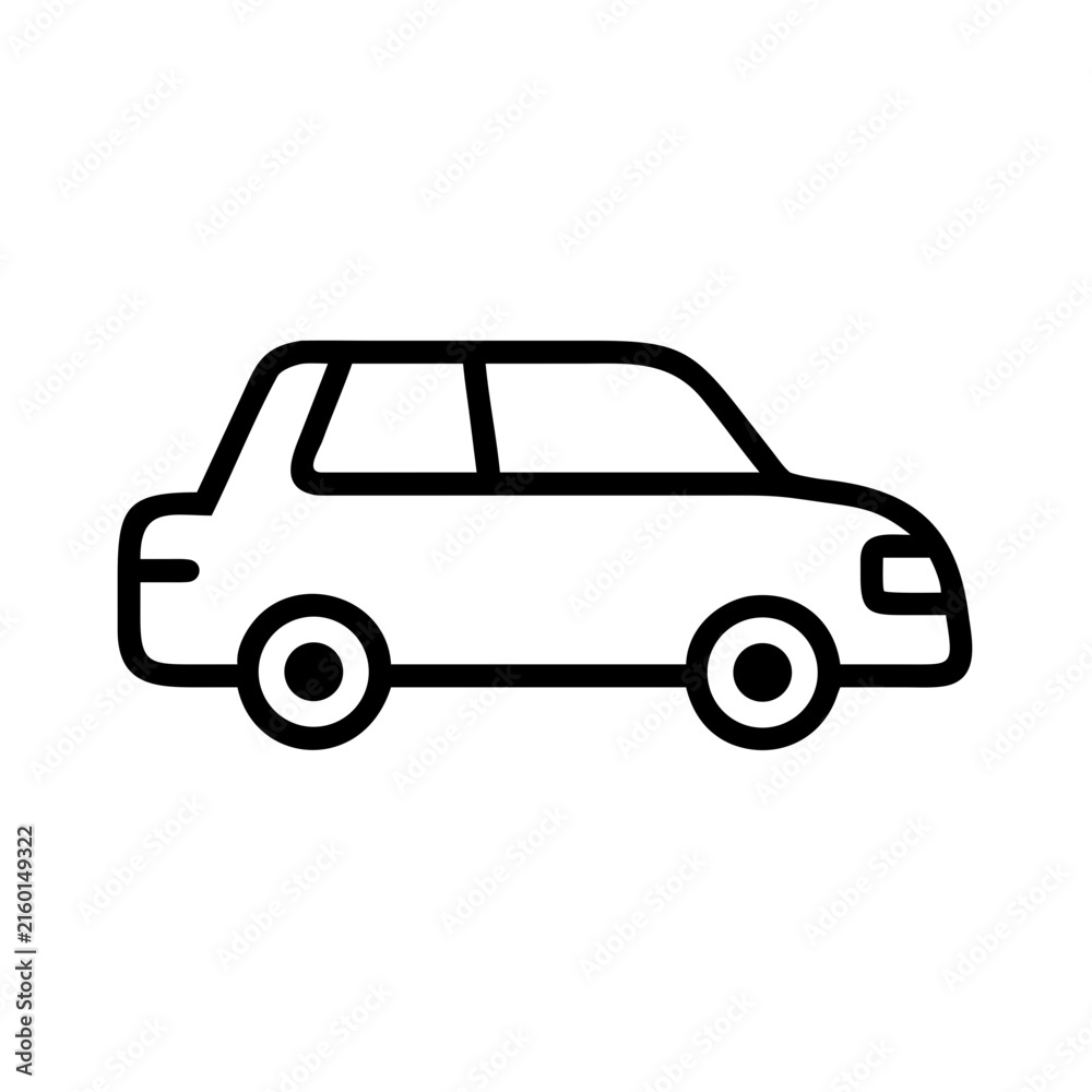 Fototapeta premium Car Vehicle Transportation SVG Vector Outline Icon Minimalist Line Art Illustration