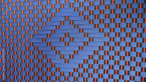 Blue and red woven geometric pattern