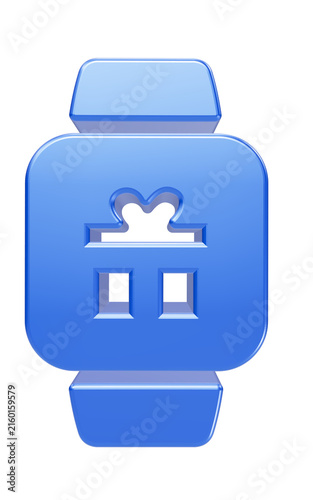 Photography A vibrant glossy blue smartwatch icon represents modern technology digital timek