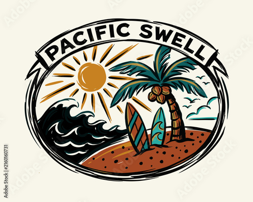 Photography Pacific Swell vintage surf illustration