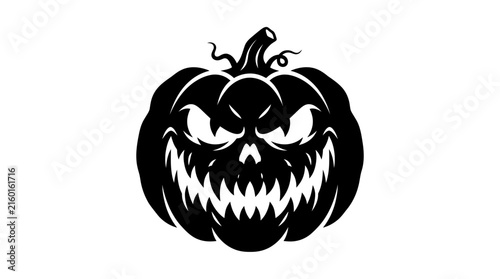 Halloween Evil Halloween Pumpkin Vector, menacing spooky jack o lantern with angry face, scary carved gourd illustration for spooky party vector