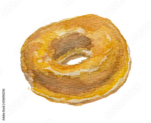 Glazed donut watercolor illustration
