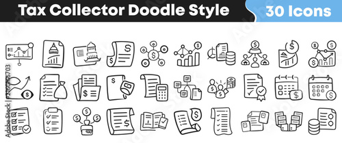 Konstfotografi Hand drawn tax collector doodle icons for professional financial design projects
