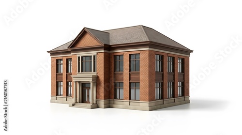 Modern Brick House with Gabled Roof and Large Windows
