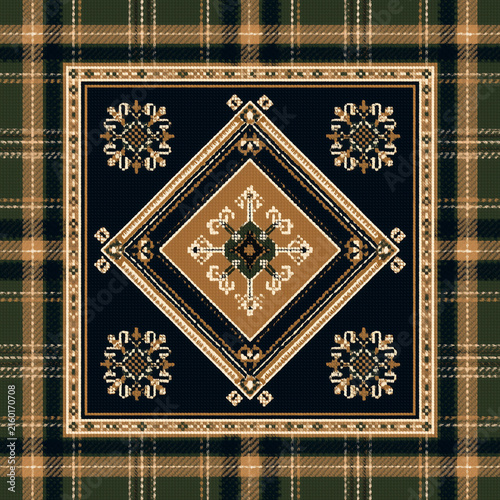 Ornamental tartan medallion swatch design