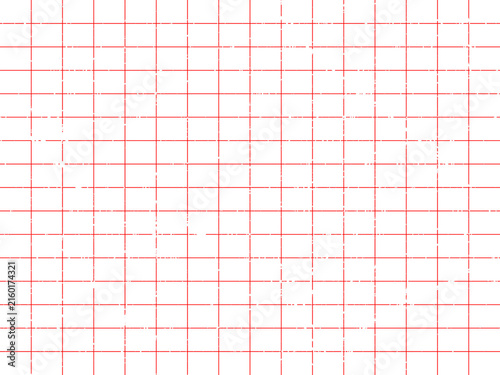 Red grid pattern with evenly spaced horizontal and vertical lines on a white canvas isolated on transparent background