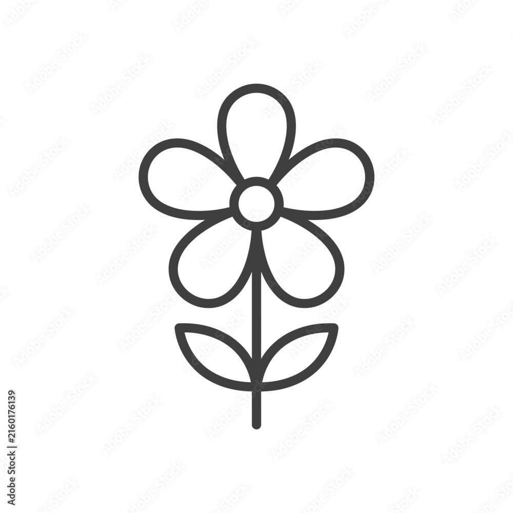 Fototapeta premium Simple floral line art icon.