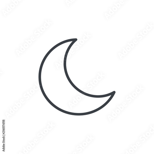Simple crescent moon outline icon.