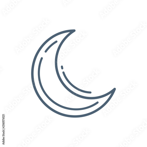 Simple crescent moon outline celestial icon.