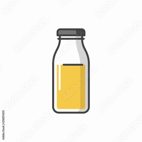 Simple glass bottle with yellow liquid icon.