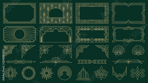 Art Deco Borders & Frames Collection, Vintage Ornament Design Elements