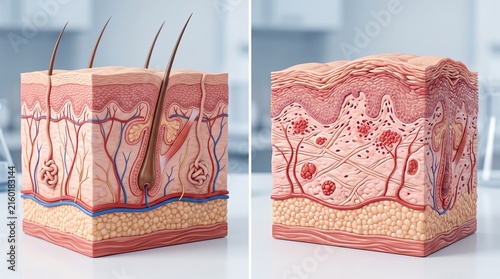 Comprehensive illustration of the layers and structures of human skin