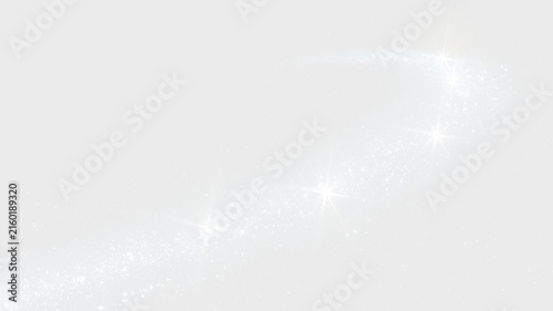 Bright diagonal light beam with floating dust particles. Spotlight ray and sparkle effect on transparent background. Volumetric light overlay