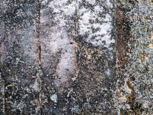 Weathered stone wall texture with lichen geological surface pattern architectural planning