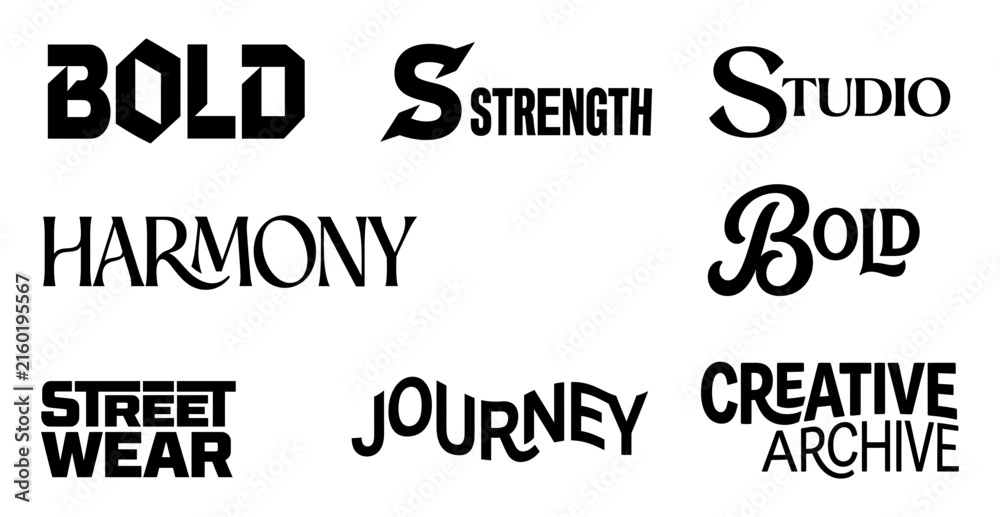 Obraz premium Creative Brand Typography and Text Logo Elements Minimalist Black and White Vector Graphic for Fashion Branding