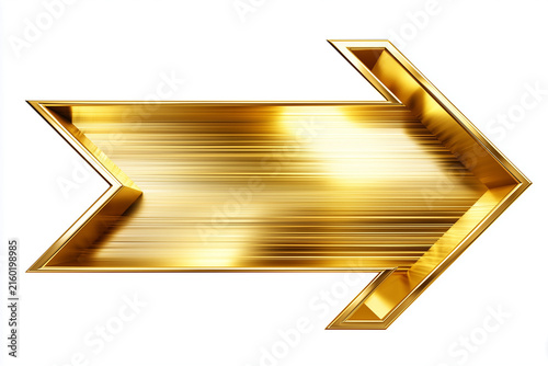 Gold golden arrow icon isolated on white background perfect for cut out design 