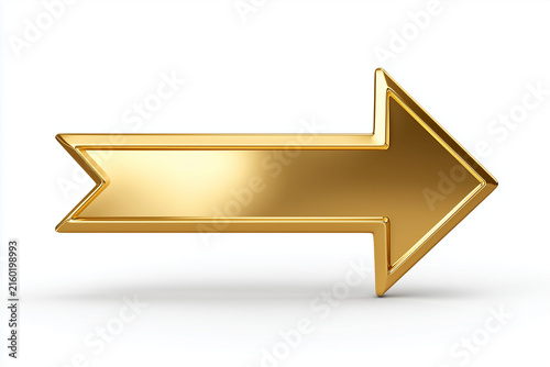 Gold golden arrow icon isolated on white background perfect for cut out design 
