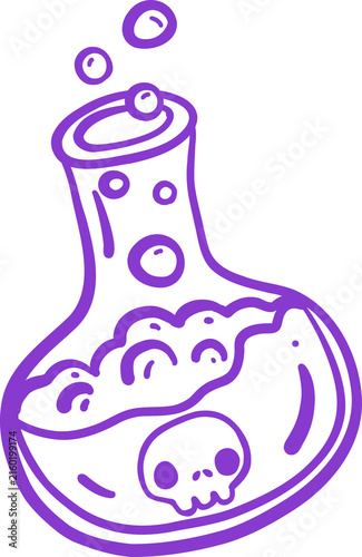 Cute Magic Green Potion Glass Bottle Cute Cartoon Halloween Line art Hand Drawn Doodle