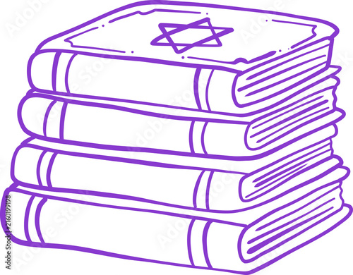 Stack Magic Spell Books Cartoon Halloween Line art Hand Drawn Doodle