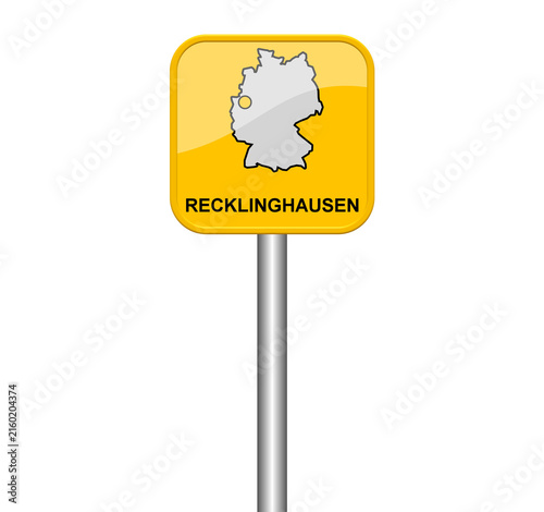 Recklinghausen - Schild mit Lage auf Deutschlandkarte