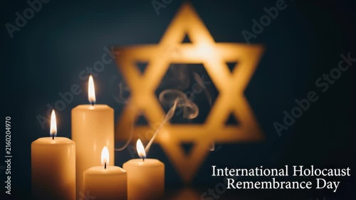 International holocaust remembrance day candles and star of david