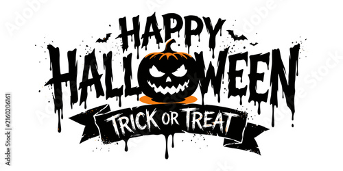 A spooky and delightful halloween illustration with a jack o' lantern and festive decorations