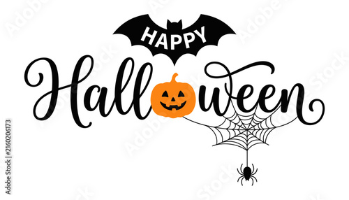 A spooky and delightful happy halloween celebration with pumpkins bats and spiders