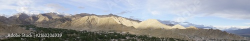 Leh city view panorama with mountains in Ladakh, India