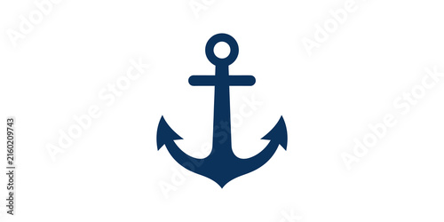 Obraz na płótnie Nautical anchor dark blue icon isolated for maritime and sea design