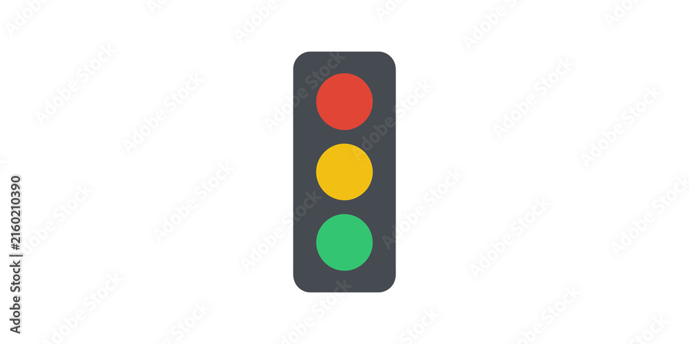 Fototapeta premium Traffic light signal device flat icon for road safety transportation sign.