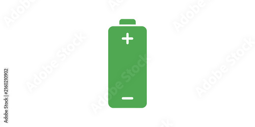 Canvastavla Green battery icon with plus and minus sign for energy power supply unit
