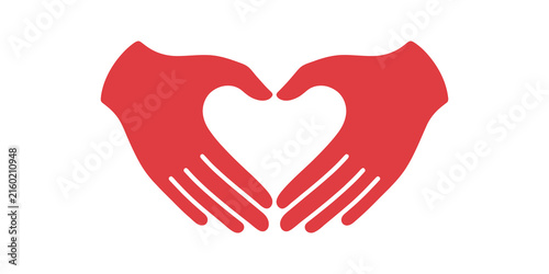 Fotografía Red hand heart gesture icon representing love and compassion symbols