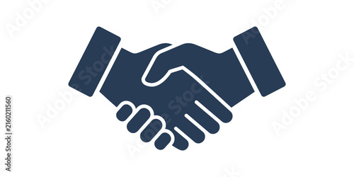 Obraz na płótnie Dark blue handshake icon for business partnership and corporate agreement