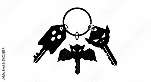 Set of spooky halloween themed metal keys