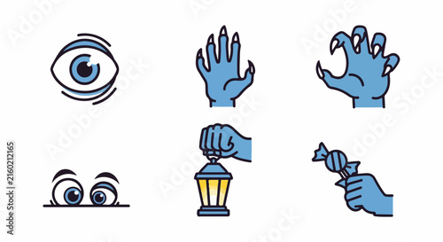 Set of spooky halloween monster icons
