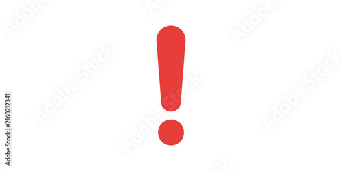 Fototapeta kuchenna Red exclamation mark flat icon for important warning and error messaging.