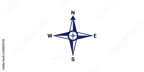 Foto Simple blue compass icon with cardinal points for navigation maps layout